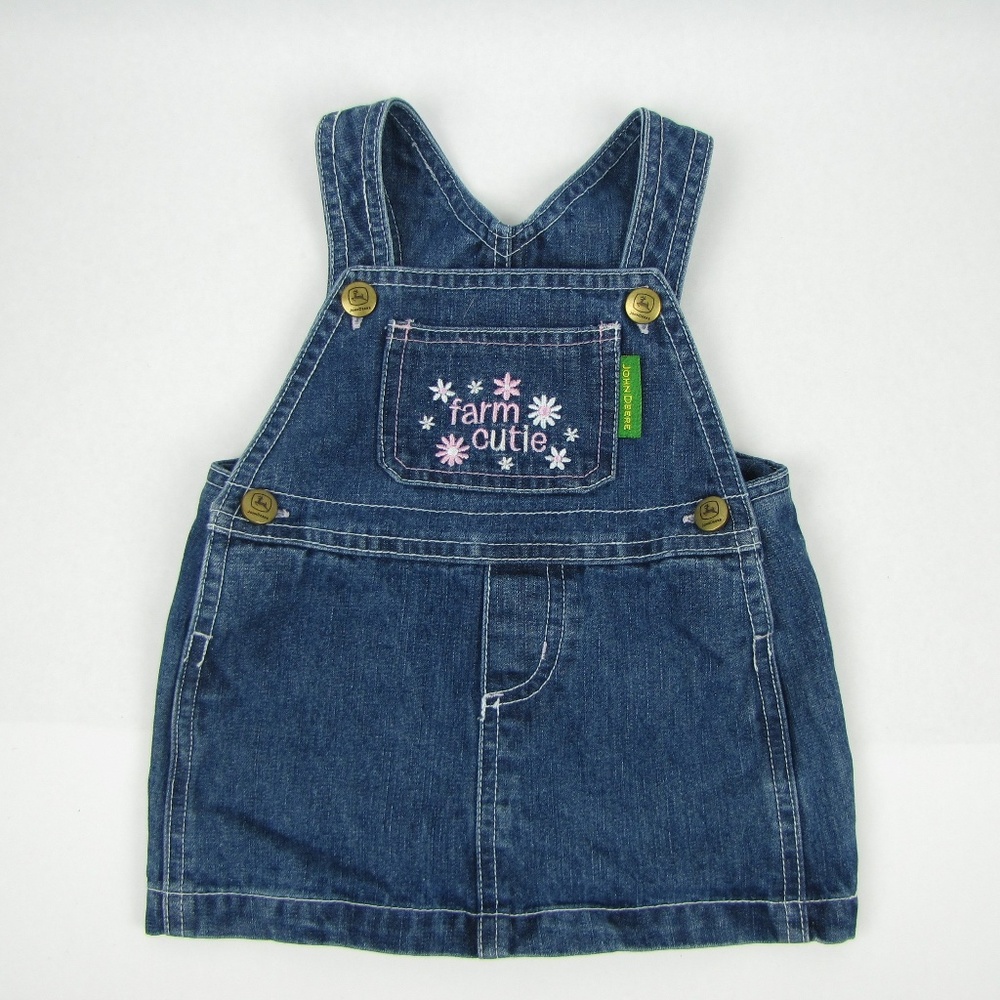 0-3 Mo Girls John Deere Denim Dress One Piece